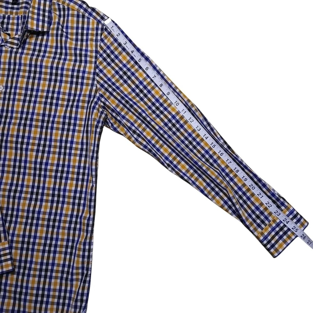 Banana Republic Grant Fit Blue and Yellow Button Down Shirt Size L